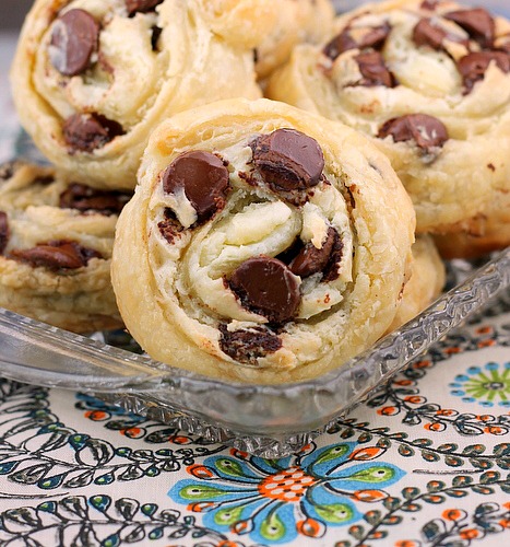 Chocolate Chip Cream Cheese Puff Pastry Cookies