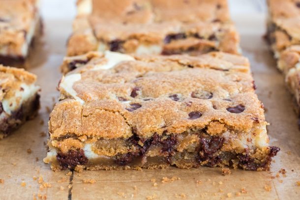 Chocolate Chip Cream Cheese Cookie Bars - Bunny's Warm Oven