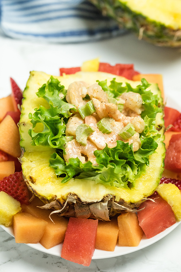Shrimp Salad in a Fresh Pineapple