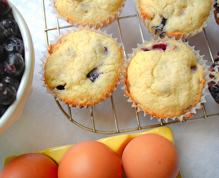 Cream Cheese Blueberry Muffins with Lemon Glaze