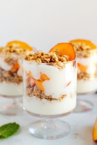 Fresh Peach Granola and Yogurt Parfait
