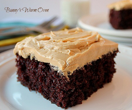 Chocolate cake with peanut butter frosting