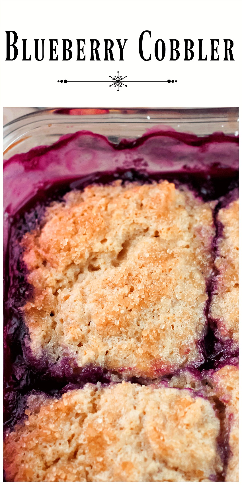 Blueberry Cobbler - An easy delicious homemade blueberry cobbler made with frozen blueberries, baked in a 9 inch baking pan. Serve with vanilla ice cream.