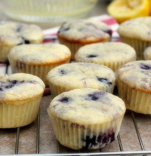 Lemon Glazed Blueberry Muffins
