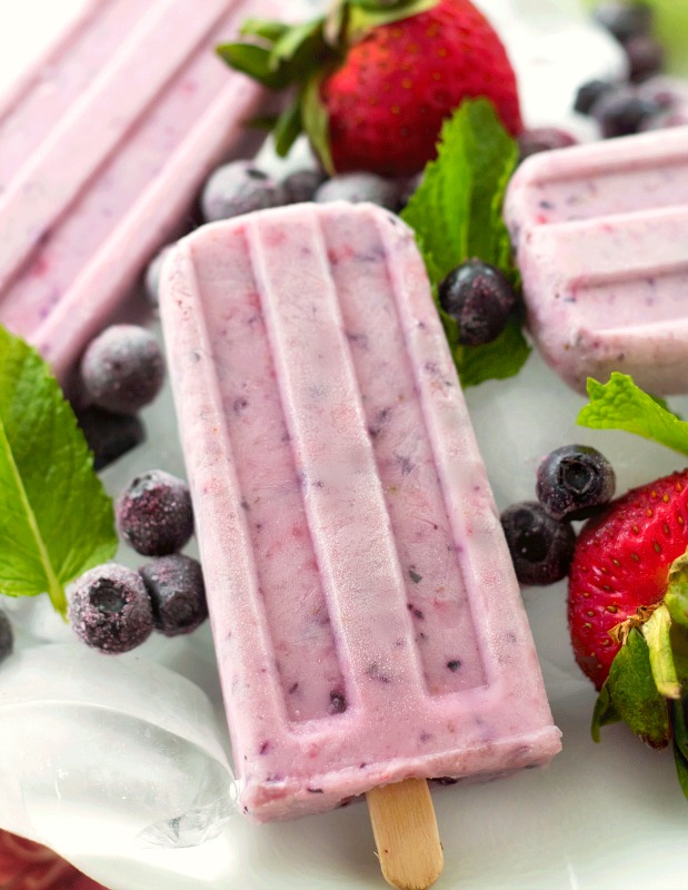 Pair whatever berries you choose with whichever yogurt flavor as well for these popsicles.