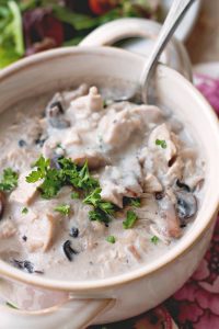 Creamy Mushroom Chicken Rice Soup