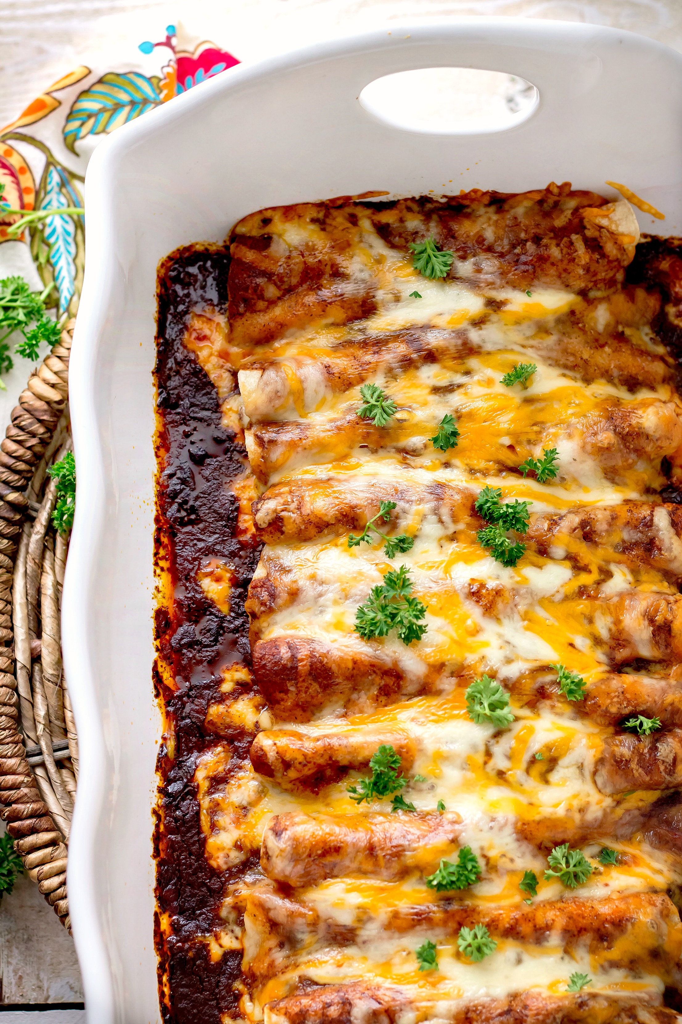 Chicken Enchiladas with Homemade Red Enchilada Sauce - Bunny's Warm Oven