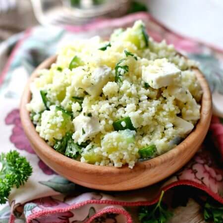 Cucumber Lemon Feta Cheese Couscous Salad
