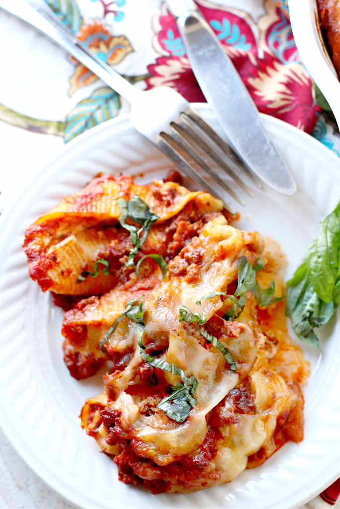 Stuffed Ricotta Shells With Meat Sauce - Bunny's Warm Oven