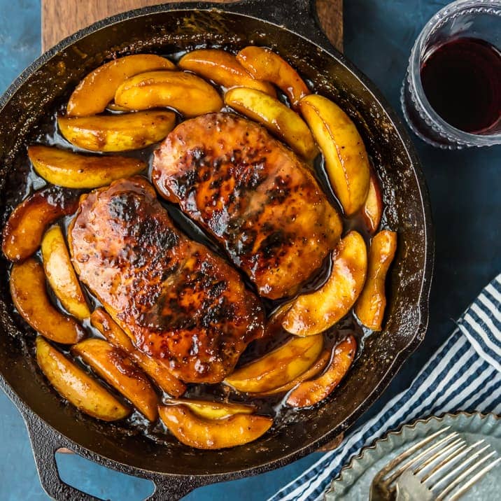 Apple Butter Pork Chops (One Pan Skillet Pork Chops with Apples)