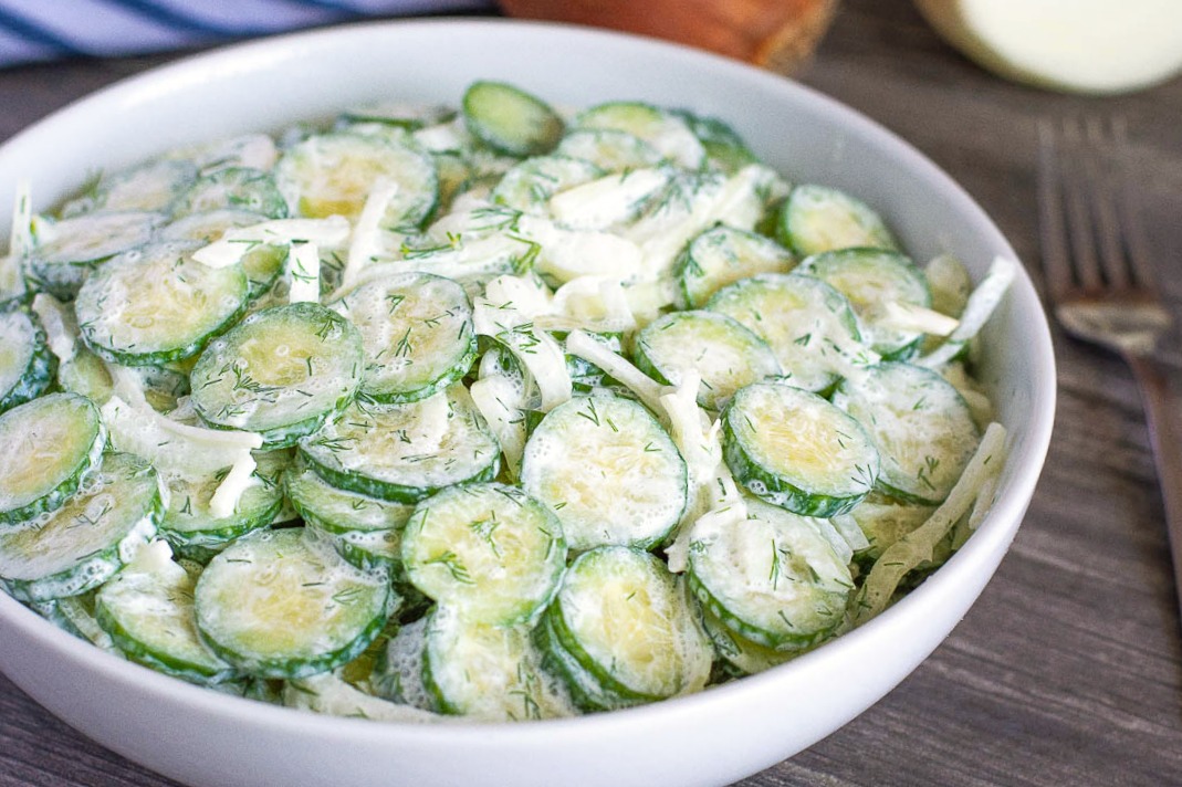 Dill Sour Cream Cucumbers and Onions