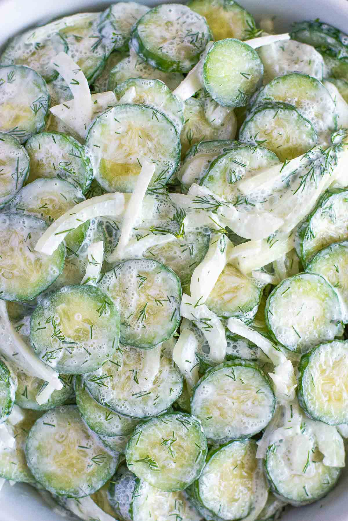 Dill Sour Cream Cucumbers and Onions