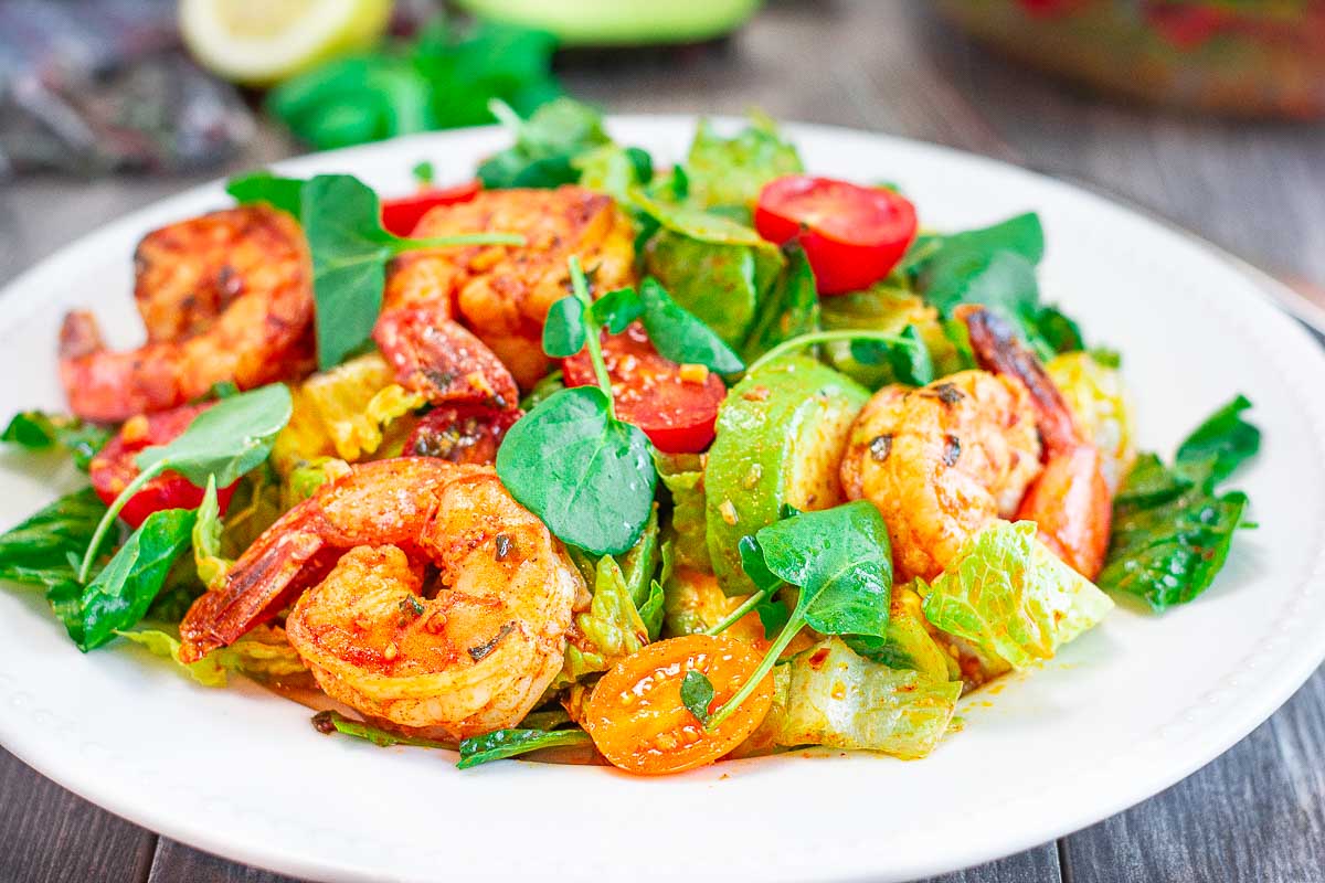 Romaine Watercress Salad with Shrimp