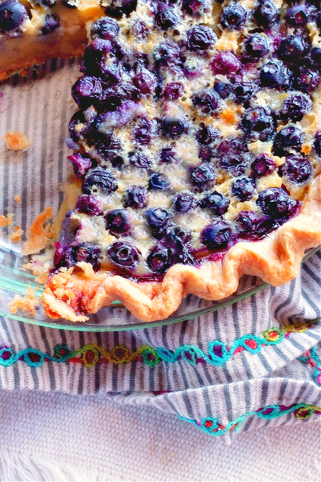Homemade Blueberry Custard Pie